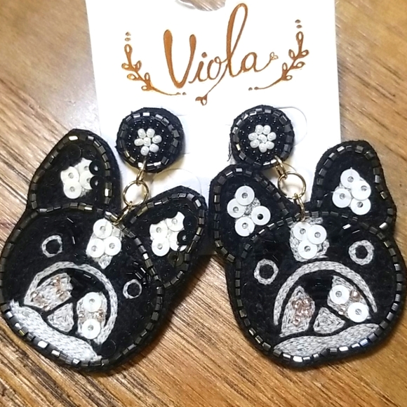 Other - Boston Terrier Seed Bead Earrings